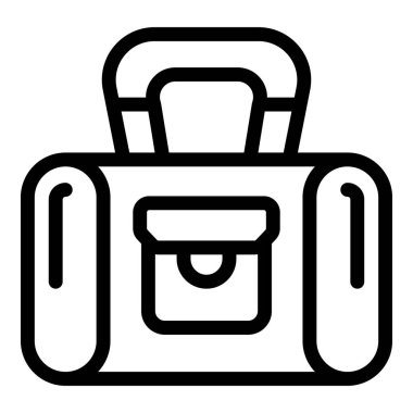 Bir seyahat çantasının basit, kalın çizgi simgesi, turizm, tatil ve seyahat aksesuarları ile ilgili projeler için ideal