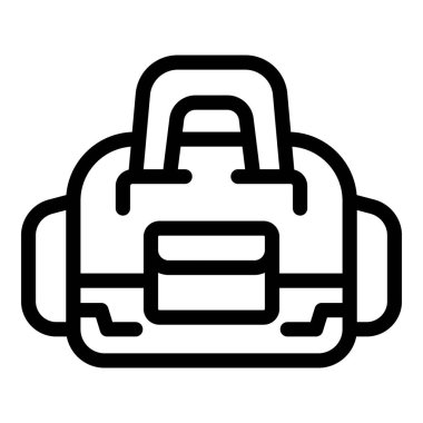 Spor çantasının basit ve minimal çizgi simgesi, spor salonunu, spor salonunu, spor salonunu ve aktif yaşam tarzını temsil etmek için mükemmel.