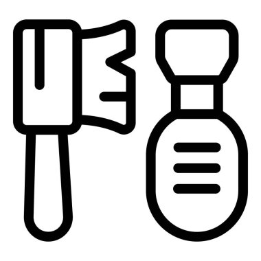 Çizgi resim simgesi seti. Ayakkabı bakım aksesuarları, deri bakım ve restorasyonu sembolize ediyor.