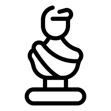 Siyah-beyaz çizgili sanat eseri, Roma İmparatoru 'nun heykeli. Üzerinde toga olan bir heykel var.