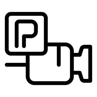 Otoparkı izleyen bir güvenlik kamerasının çizgi resim simgesi