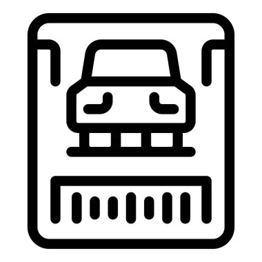 Otopark izinleri ve geçiş kartları için basit bir çizgi simgesi, genellikle ücretli park alanlarında kullanılır.