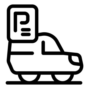 Basit, cesur, çizgili bir araba park etme ikonu. Ekranında cep telefonu park uygulaması açık.