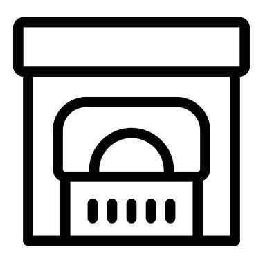 İçi yanan odunlarla dolu bir şöminenin simgesi.