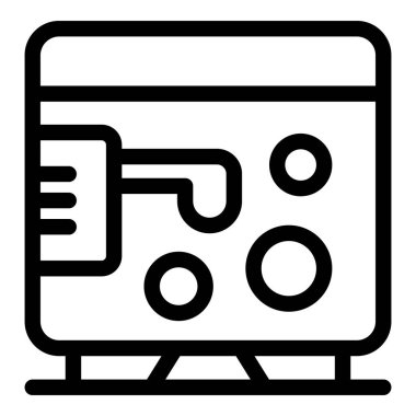 Bir dizel jeneratörün çizgi sanat simgesi mekanik enerjiyi elektriğe dönüştürüyor