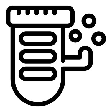 Tüm kimya, bilim ve laboratuvar kavramları için baloncuklu bir kimyasal şişeyi temsil eden basit cesur taslak simgesi.