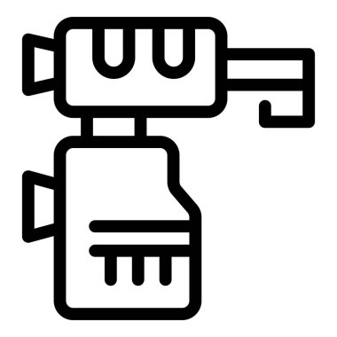 Eski moda bir film projektörünü açan bir anahtarın simgesi.