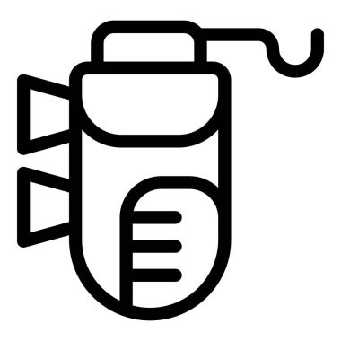 Askeri radyo vericisinin sinyalleri ileten basit siyah beyaz çizgi sanatı.