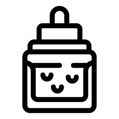 Bu minimalist ikon fındık dolu bir kavanozu tasvir ediyor ve sevimli bir gülümseme sergiliyor.