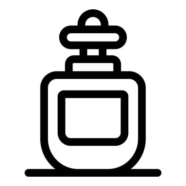 Ağ ve mobil tasarım için uygun yuvarlak şapkalı bir parfüm şişesinin simgesi