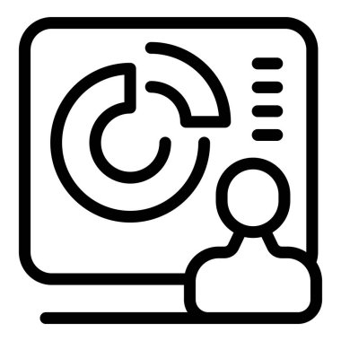 İş adamı, veri analizi ve iş zekasını temsil eden dijital bir panelde sergilenen mali istatistikleri analiz ediyor