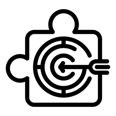 Hedefin merkezine isabet eden tek bir yapboz parçası, doğru pazarlama çözümünü bulma kavramını temsil etmektedir.