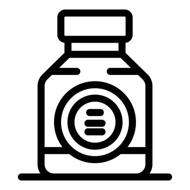 İçinde haplar olan bir ilaç şişesinin basit bir simgesi.