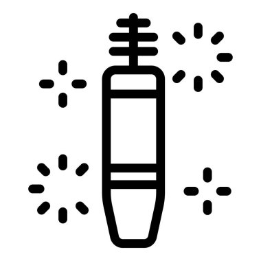 Maskaranın basit siyah beyaz simgesi. Parlak bir efekti var. Makyaj ve güzellik ürünlerini temsil etmek için mükemmel.