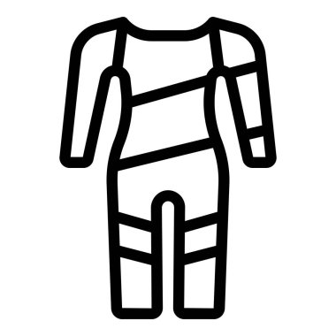 Dalış takımlarını ve su sporlarını temsil etmek için ideal bir koruyucu giysinin simgesi.
