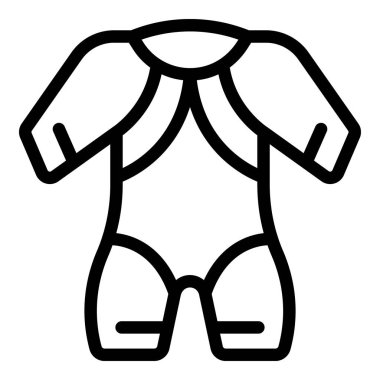 Tehlikeli ortamlarda çalışan işçilerin güvenliğini sağlamak için tasarlanmış koruyucu bir giysiyi temsil eden çizgi simgesi