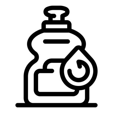 Bulaşık deterjanı şişesinin ikonu su damlası ile, çevre dostu ve sürdürülebilir temizlik ürünlerini temsil ediyor.