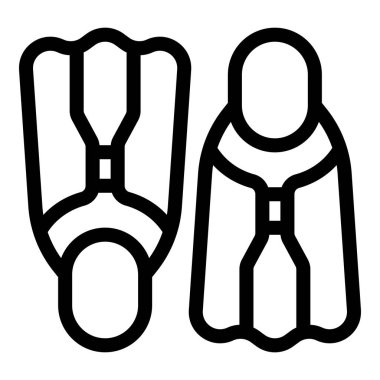 Suyun altında yüzmek için bir çift yüzgecin siyah beyaz simgesi