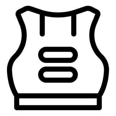 Kurşun geçirmez yeleği temsil eden, güvenlik ve güvenlik sağlayan basit ve koyu siyah beyaz bir simge.