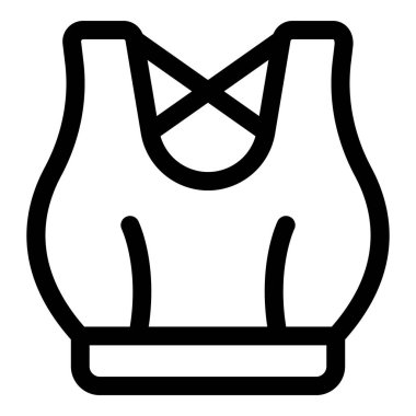 Spor sutyeninin basit çizgi simgesi, spor kıyafetlerini, spor kıyafetlerini temsil etmek için idealdir.