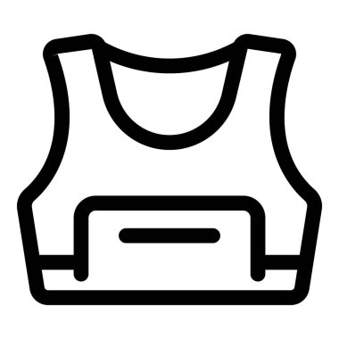 Cebi olan bir spor sütyenini temsil eden basit siyah çizgi simgesi, etkinlik giyimi ve fitness temaları için ideal