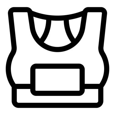 Bir spor sütyeninin basit çizgi simgesi, fiziksel aktivite sırasında kadınları desteklemedeki rolünü vurguluyor