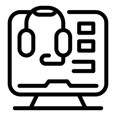 Mikrofonlu bir kulaklığı gösteren, müşteri hizmetlerini temsil eden bir bilgisayarın satır simgesi