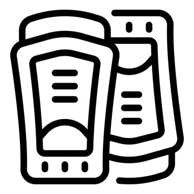 Bir çift dizliğin çizgi simgesi, ekstrem sporlar için gerekli güvenlik teçhizatı