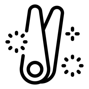 Tırnak makasının çizgili sanat simgesi, bir tırnak kesme, parıltı ile çevrili