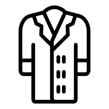 Bir doktor laboratuvar önlüğünün çizgi sanat simgesi, sağlık, tıp ve tıp uzmanlarını sembolize ediyor.