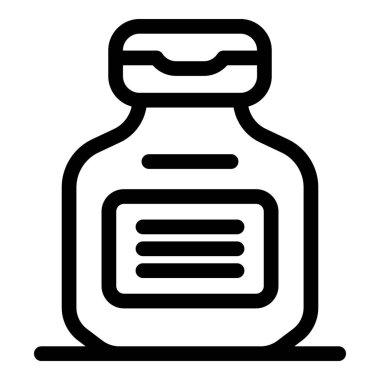 Tıbbi şişe simgesi reçeteli ilaç veya diğer tedavi sıvılarını içeren bir kap gösteriyor