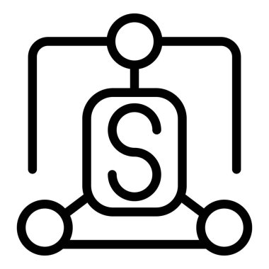 Kullanıcılar arasında güvenli ve şeffaf işlemler sağlayarak, bir engelleme zinciri ağını temsil eden basit simge