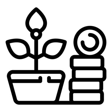 Tasarruf büyümesi ve finansal başarı kavramını temsil eden madeni para yığınından büyüyen bir bitki tasviri