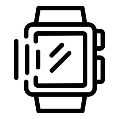 Akıllı saat veri kablosuz bağlantı simgesi, basit siyah beyaz çizgi sanatı alıyor