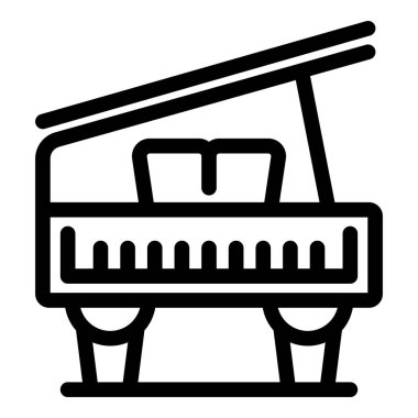 Büyük bir piyanonun satır simgesi, klasik bir müzik aleti, çalınmaya hazır.