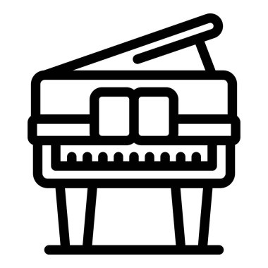 Kapağı açık duran bir piyanonun minimalist taslak simgesi müziğin varlığını gösteriyor.