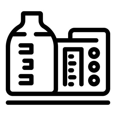 Bir bebek şişesini ısıtan bir sterilizatör çizgisi resim simgesi