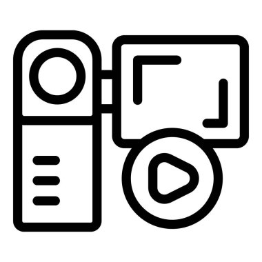 Video kamera canlı bir olay kaydediyor, görüntülerin tekrar oynatılabileceğini belirten bir çalma düğmesi simgesi var