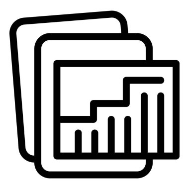 Büyüyen çubuk grafiğini gösteren birden fazla pencerenin minimalist simgesi, veri analizi ve pazar büyümesi gibi kavramları temsil etmek için mükemmel