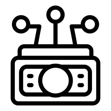 Astronomiyi ve dünya dışı yaşamı temsil eden basit bir radyo teleskop çizimi.