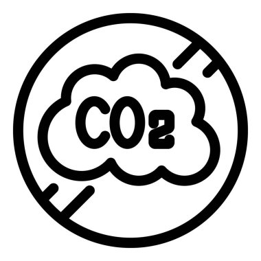 Sürdürülebilirlik için bir dairenin içinde karbondioksit metni çizilmiş bir bulutun basit kalın çizgi simgesi