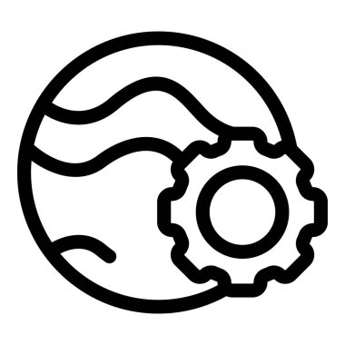Dünya optimizasyon mekanizması olarak çalışan bir dişlinin satır sanatı simgesi