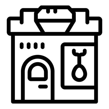 Çatıda büyük bir elmas olan rehinci dükkanının lineer simgesi