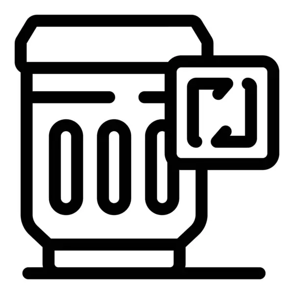 stock vector Line art icon of a smart trash can using object detection to sort waste