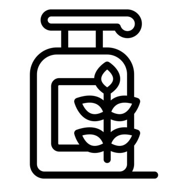 Bitki sembollü cilt bakımı için bir şişe kozmetik ürününün basit siyah beyaz simgesi