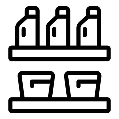 Rafların basit siyah beyaz simgesi temizlik malzemeleri ve depolama kutuları, web siteleri ve uygulamalar için mükemmel