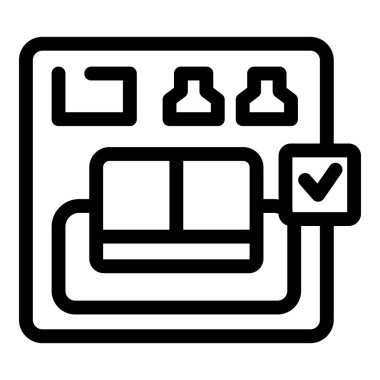 Başarılı deney sonuçlarını gösteren laboratuvar ekipmanlarının siyah ana hatlı simgesi