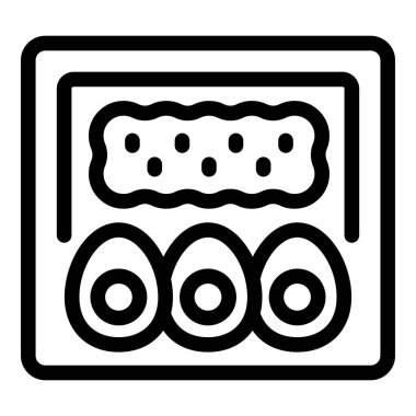 Yumurtaların güvenli ve güvenli bir şekilde taşınması için tasarlanmış bir paketin simgesi, koruyucu bir sünger katmanı içeriyor.