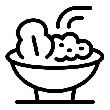 Salatanın basit bir simgesi, salatanın üzerine sos dökülüyor.