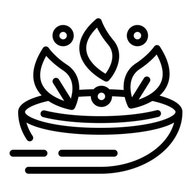 Aromaterapi seansı için hız çizgileri, aromaterapi masaj konsepti ikonu içeren aroma salgılayan kase.